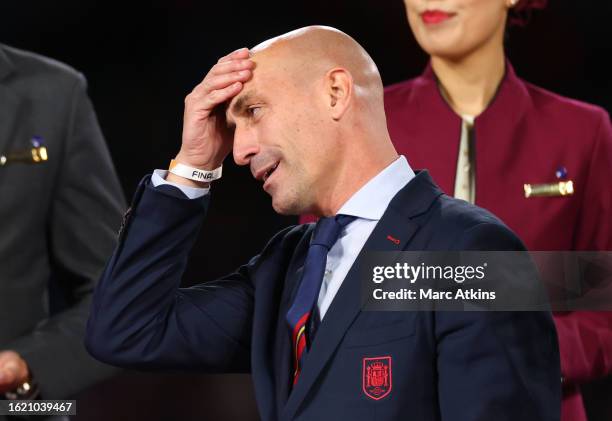 Luis Rubiales,President of Spain's football federation during the FIFA Women's World Cup Australia & New Zealand 2023 Final match between Spain and...