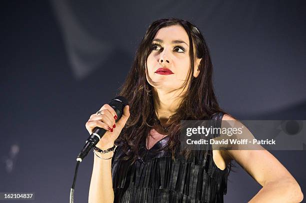 Olivia Ruiz performs at L'Olympia on February 18, 2013 in Paris, France.