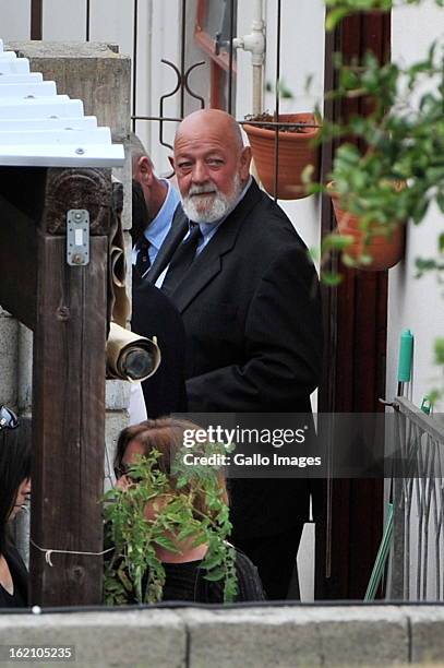 Reeva Steenkamp's father, Barry Steenkamp, arrives at her memorial on February 19, 2013 in Port Elizabeth, South Africa. Steenkamp was allegedly...