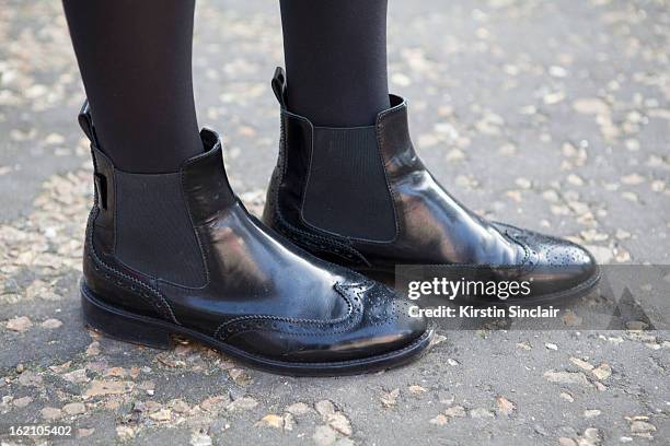 London, EnglandFlorence Arnold WGSN talent forcaster wearing Russell & Bromley shoes on day 4 of London Womens Fashion Week Autumn/Winter 2013 on...