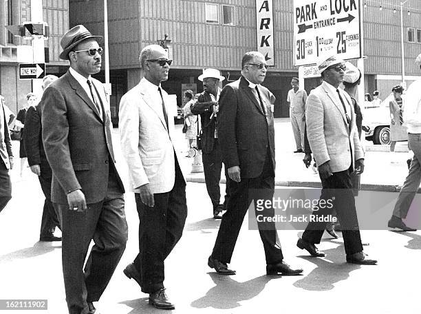 Delegates March Through Downtown Denver; From left are Denver Detective Clarence Nelson; Roy Wilkins, NAACP executive director; Bishop Stephen G...