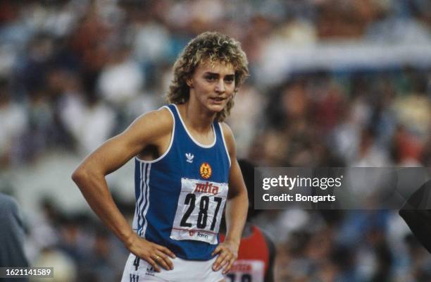 German athlete Heike Drechsler during the 1987 IAAF World Championships, held in the Stadio Olimpico in Rome, Italy, September 1987. Drechsler...