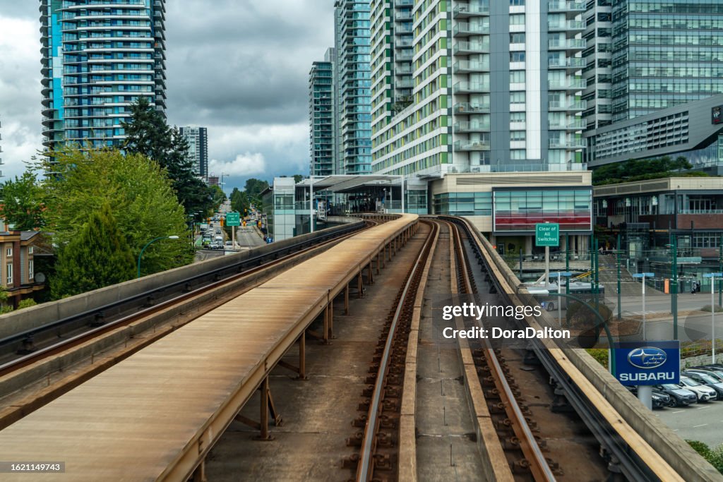 Sky train and Canada Line station, Vancouver, Canada