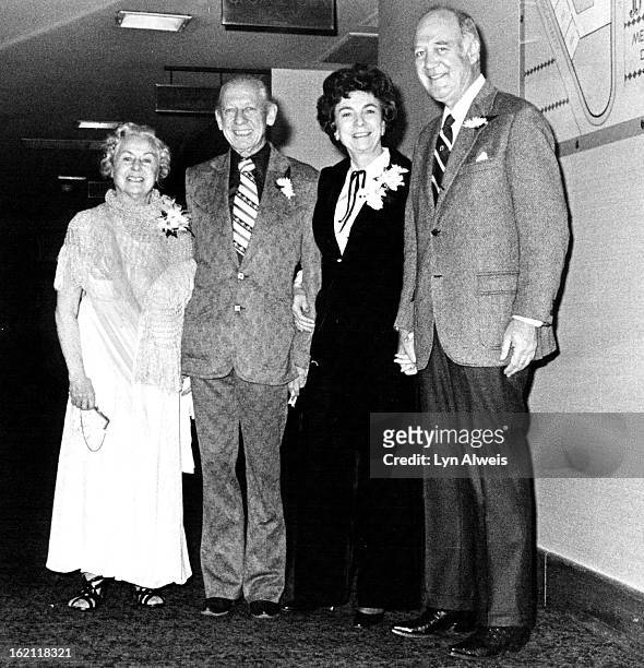 Chatting at the Citizen of the West dinner at Brown Palace Hotel were, from left, Mr. And Mrs. Willard Simms and Mr. And Mrs. Nicholas Petry. The...