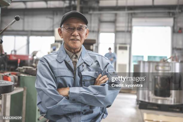 portrait of senior industrial worker - blacksmith craft stock pictures, royalty-free photos & images