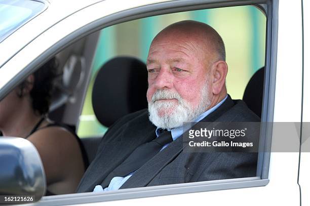 Barry Steenkamp, Reeva's father, arrives at her memorial on February 19, 2013 in Port Elizabeth, South Africa. Steenkamp was allegedly murdered by...