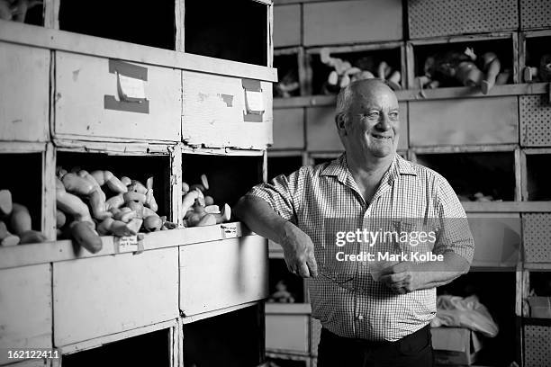 Geoff Chapman poses at Sydney's Original Doll Hospital in Bexley on February 19, 2013 in Sydney, Australia. Established in 1913 by Harold Chapman Jnr...