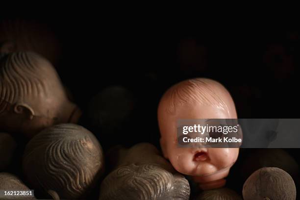 Spare doll heads are seen at Sydney's Original Doll Hospital in Bexley on February 19, 2013 in Sydney, Australia. Established in 1913 by Harold...