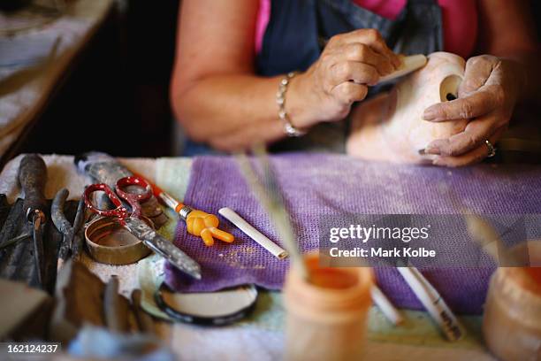 Work tools are seen on a repair bench at Sydney's Original Doll Hospital in Bexley on February 19, 2013 in Sydney, Australia. Established in 1913 by...