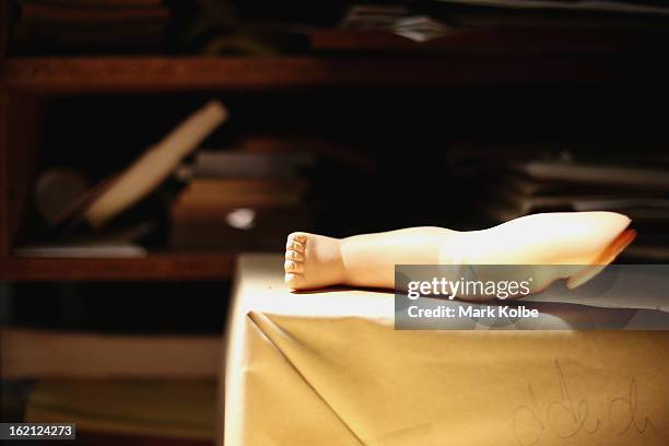 Dolls leg is seen at Sydney's Original Doll Hospital in Bexley on February 19, 2013 in Sydney, Australia. Established in 1913 by Harold Chapman Jnr...