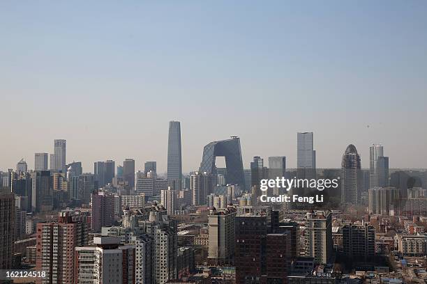 General view of the skyline of central business district on February 19, 2013 in Beijing, China. Large amounts of organic nitrogen compounds were...
