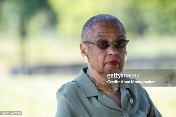 Rep. Eleanor Holmes Norton listens as Robin Carnahan , the Administrator of the U.S. General Services Administration , delivers remark during an...