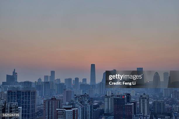 General view of the skyline of central business district on February 19, 2013 in Beijing, China. Large amounts of organic nitrogen compounds were...