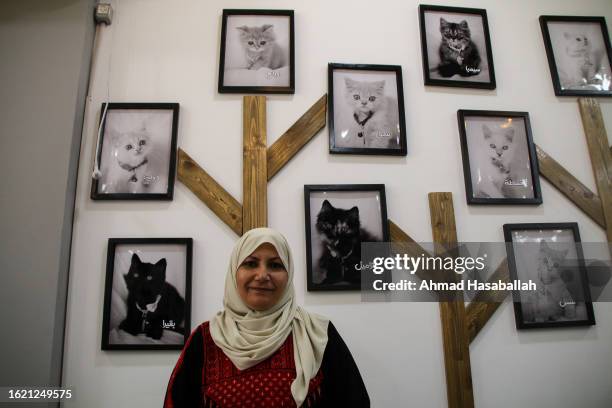 Naima Hassan Ma’bad opened the first cat cafe 'Meow Cat Café' on August 17, 2023 in Gaza City, Gaza. Meow Cat Cafe's guests will be able to have...
