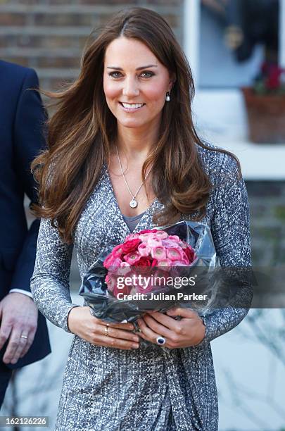 Catherine, Duchess of Cambridge visits Hope House, an Action on Addiction women's treatment centre, on February 19, 2013 in London, England.