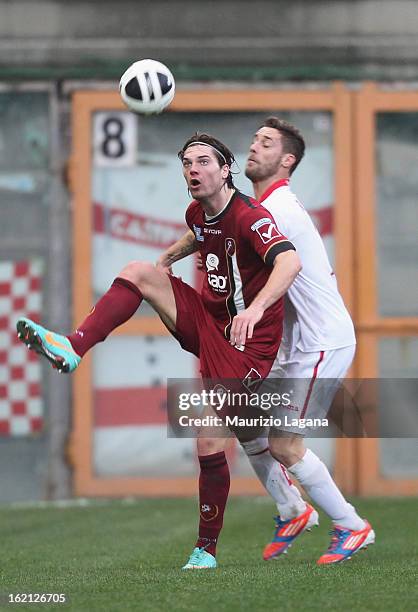 Federico Gerardi of Reggina in action during the Serie B match between Reggina Calcio and Calcio Padova on February 16, 2013 in Reggio Calabria,...