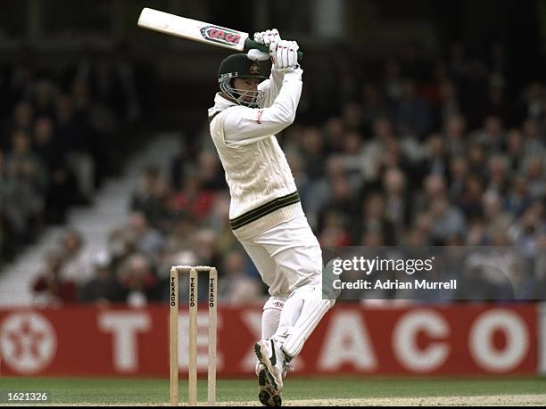 Mark Taylor of Australia plays a shot during the second one day Texaco International Trophy against England at the Oval Cricket Ground in London,...