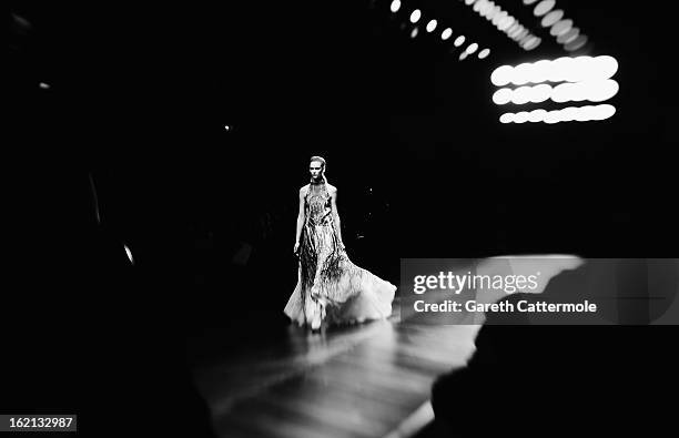 Model walks the runway during the Maria Grachvogel show as part of London Fashion Week Fall/Winter 2013/14 on February 19, 2013 in London, England.