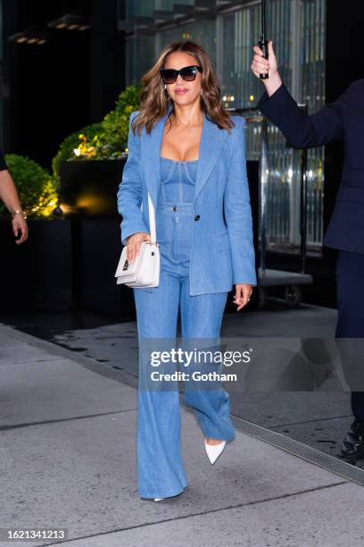 Jessica Alba is seen in Midtown on August 17, 2023 in New York City.