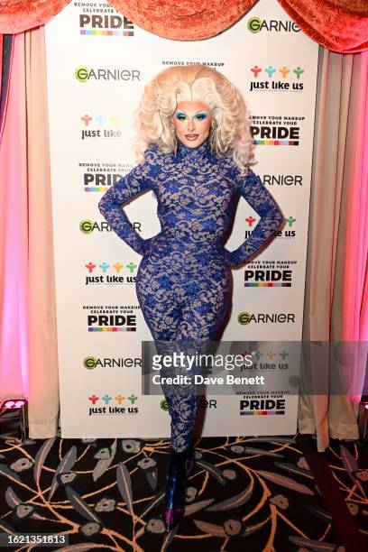 Blu Hydrangea attends the Garnier "Celebrate Your Pride" event at NoMad London on August 17, 2023 in London, England.