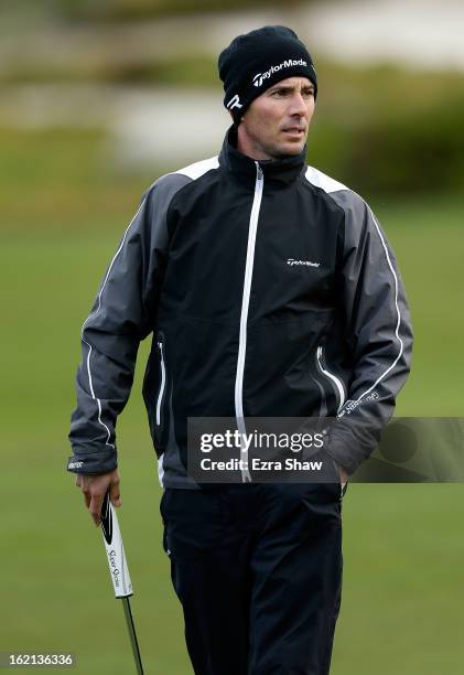 Mike Weir of Canada waits on a green during the second round of the AT&T Pebble Beach National Pro-Am at the Monterey Peninsula Country Club on...