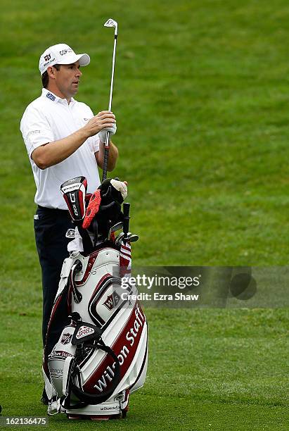 Padraig Harrington of Ireland pulls a club during the second round of the AT&T Pebble Beach National Pro-Am at the Monterey Peninsula Country Club on...