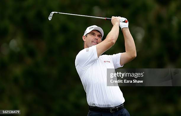 Padraig Harrington of Ireland hits a shot during the second round of the AT&T Pebble Beach National Pro-Am at the Monterey Peninsula Country Club on...