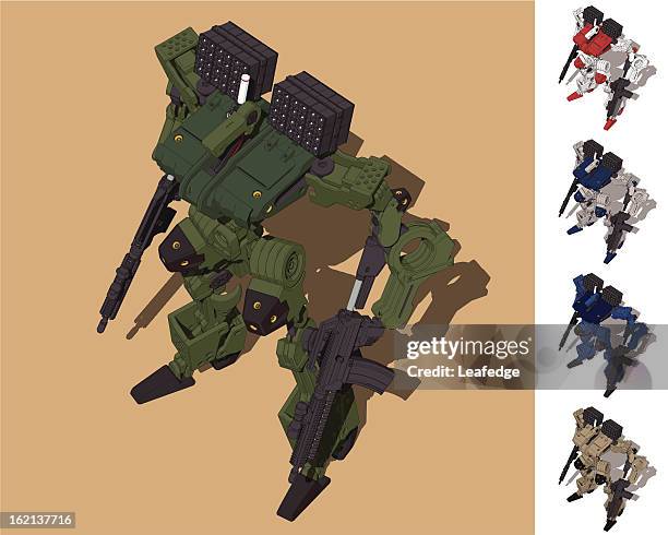 bildbanksillustrationer, clip art samt tecknat material och ikoner med armored loader for army(with missile-pod)[front left overlook view] - manipulator role