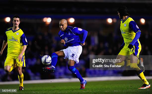 Birminham player Marlon King has a shot at goal during the npower Championship match between Birmingham City and Sheffield Wednesday at St Andrews on...