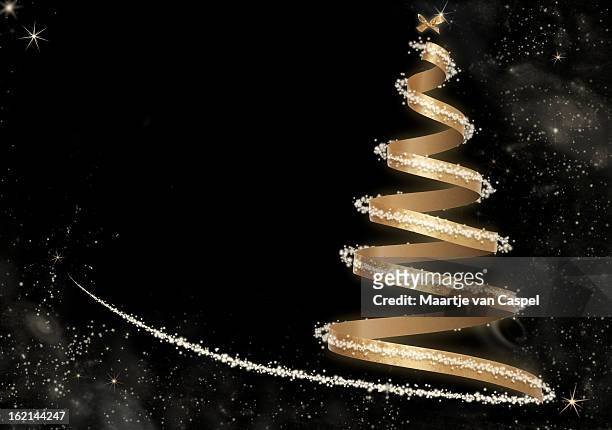 abstract golden christmas tree - - weihnachtskarte stock-fotos und bilder