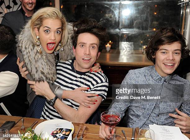 Rita Ora, Nick Grimshaw and Harry Styles attend as Nick Grimshaw hosts his first annual award season dinner at Hix, in association with Philips...