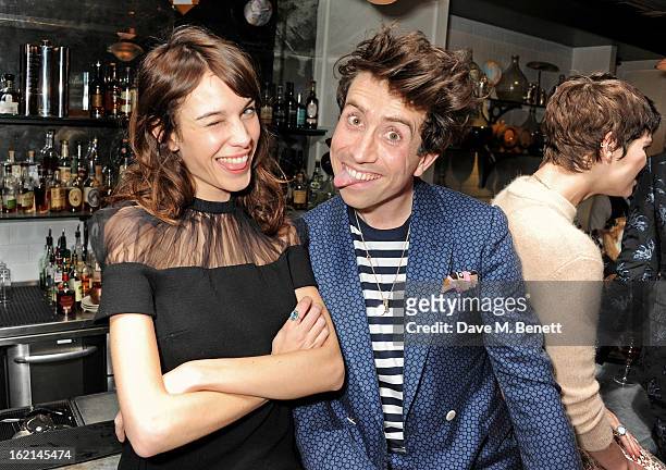 Alexa Chung and Nick Grimshaw attend as Nick Grimshaw hosts his first annual award season dinner at Hix, in association with Philips Sound, on...