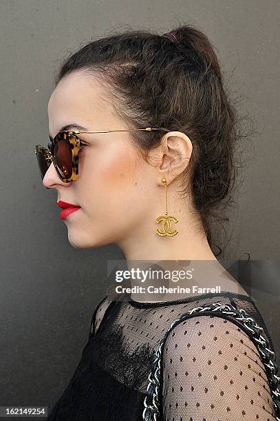 Arabella Golby a student at Oxford universtiy wearing a shower of hail organza style top accessorised with Miu Miu sunglasses, and Chanel handbag at...