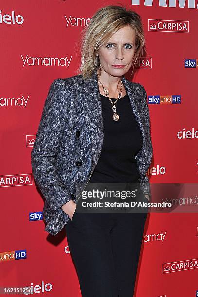 Isabella Ferrari attends Yamamay Fashion Show cocktail party during Milan Fashion Week Fall/Winter 2013/14 at the Alcatraz on February 19, 2013 in...
