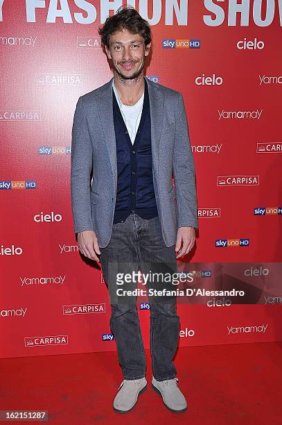 Giorgio Pasotti attends Yamamay Fashion Show cocktail party during Milan Fashion Week Fall/Winter 2013/14 at the Alcatraz on February 19, 2013 in...
