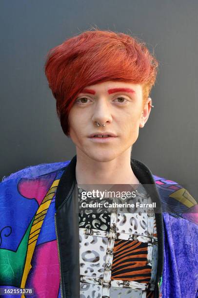 Fashion journalist student Tommy HiiBZAY wearing a blouson 90's vintage jacket from Brick Lane, a chanel style top, black jersey skirt from Topshop...