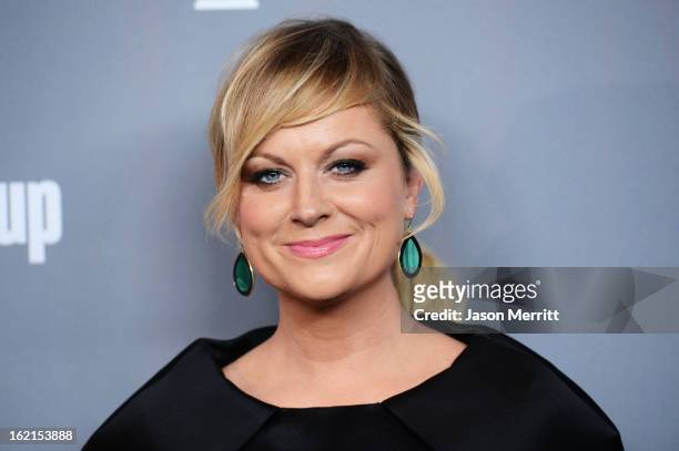 Actress Amy Poehler attends the 15th Annual Costume Designers Guild Awards with presenting sponsor Lacoste at The Beverly Hilton Hotel on February...