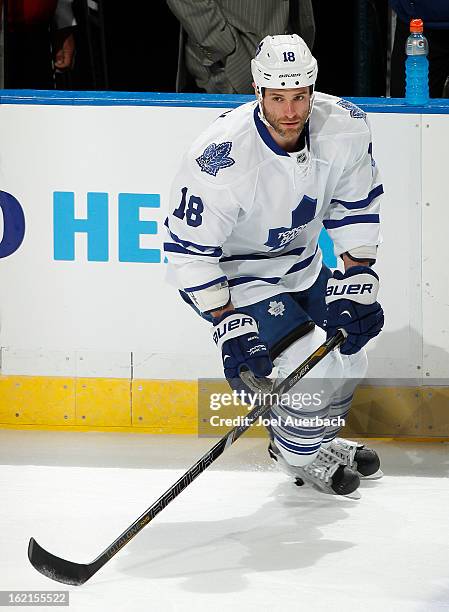 Mike Brown of the Toronto Maple Leafs skates prior to the game against the Florida Panthers at the BB&T Center on February 18, 2013 in Sunrise,...