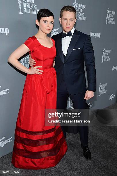 Actress Ginnifer Goodwin and Josh Dallas attend the 15th Annual Costume Designers Guild Awards with presenting sponsor Lacoste at The Beverly Hilton...