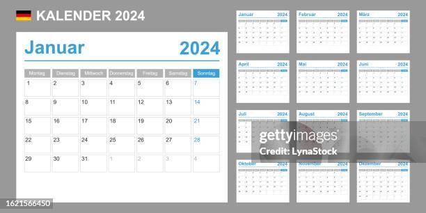 Month German German Calendar For 2024 Week Starts On Monday Simple Vector Template ...
