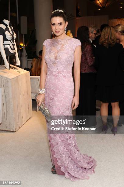 Actress Carly Steel attends the 15th Annual Costume Designers Guild Awards with presenting sponsor Lacoste at The Beverly Hilton Hotel on February...