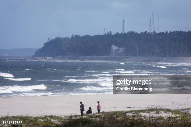 Fukushima Dai-Ichi nuclear power plant, back, in Futaba, Fukushima Prefecture, Japan, on Thursday, Aug. 24, 2023. Japanese utility Tokyo Electric...