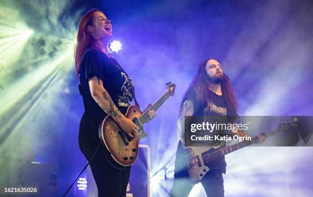 Serena Cherry of Svalbard performs at ArcTanGent Festival 2023 at Fernhill Farm on August 17, 2023 in Bristol, England.