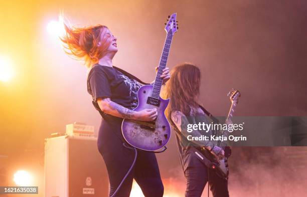 Serena Cherry of Svalbard performs at ArcTanGent Festival 2023 at Fernhill Farm on August 17, 2023 in Bristol, England.