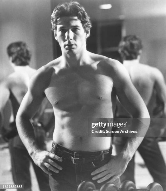 Richard Gere poses bare-chested for the 1978 film 'American Gigolo'.