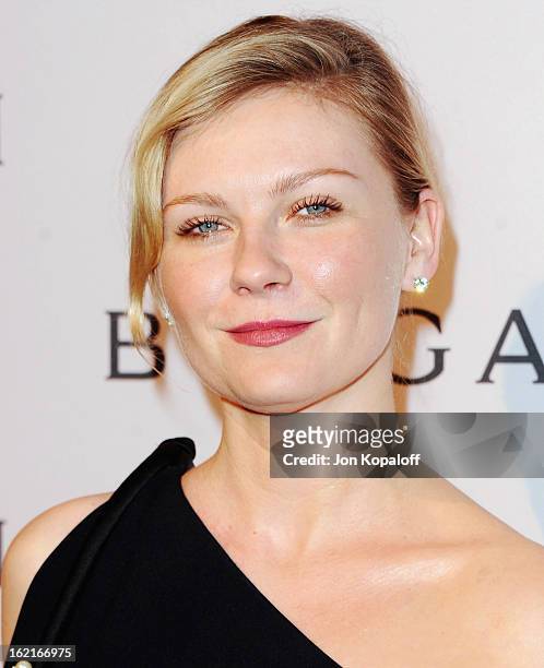 Actress Kirsten Dunst arrives at the Elizabeth Taylor Bulgari Event At The New Bulgari Beverly Hills Boutique on February 19, 2013 in Beverly Hills,...