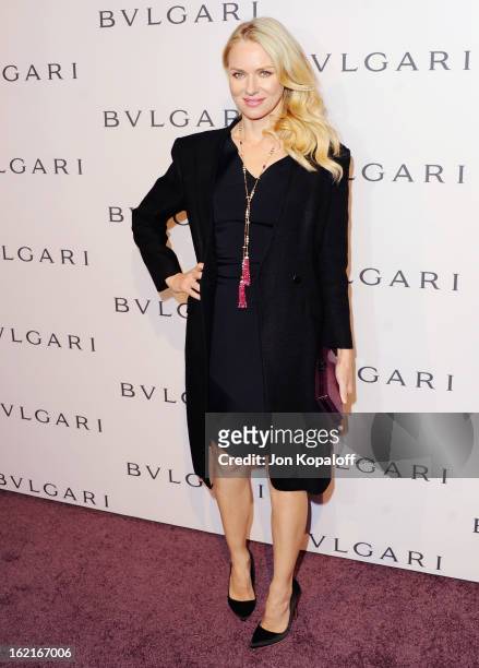 Actress Naomi Watts arrives at the Elizabeth Taylor Bulgari Event At The New Bulgari Beverly Hills Boutique on February 19, 2013 in Beverly Hills,...
