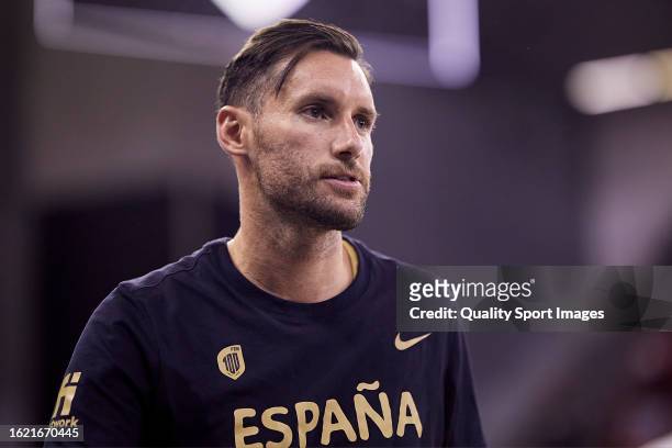Rudy Fernandez of the Spain Men's National Basketball Team looks on after the Ciudad de Granada Trophy match between Spain and Canada at Palacio...