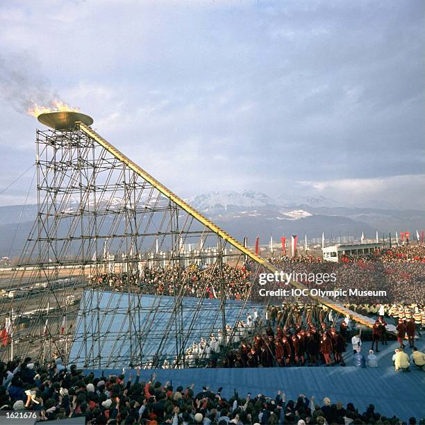 General view of the Olympic Flame during the Opening Ceremony of the 1968 Winter Olympic Games in Grenoble, France. \ Mandatory Credit: IOC Olympic...