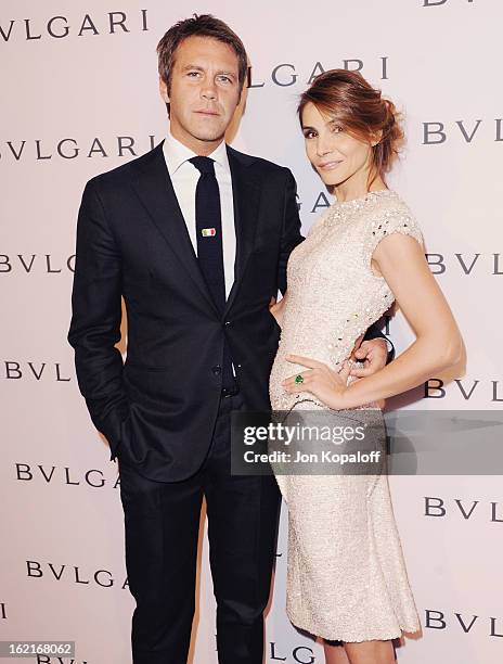 Prince Emanuele Filiberto di Savoia and Princess Clotilde Courau arrive at the Elizabeth Taylor Bulgari Event At The New Bulgari Beverly Hills...